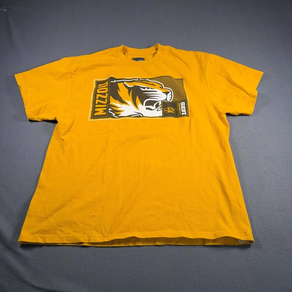 UM MIZZOU Yellow TShirt‎ Men's Size XL Missouri Tigers / Small Holes - SEE PICS